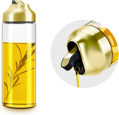 Aelga Olive Oil Dispenser - 14 OZ Glass Oil and Vinegar Dispenser Bottles Set for Kitchen No Drip-Set of 2