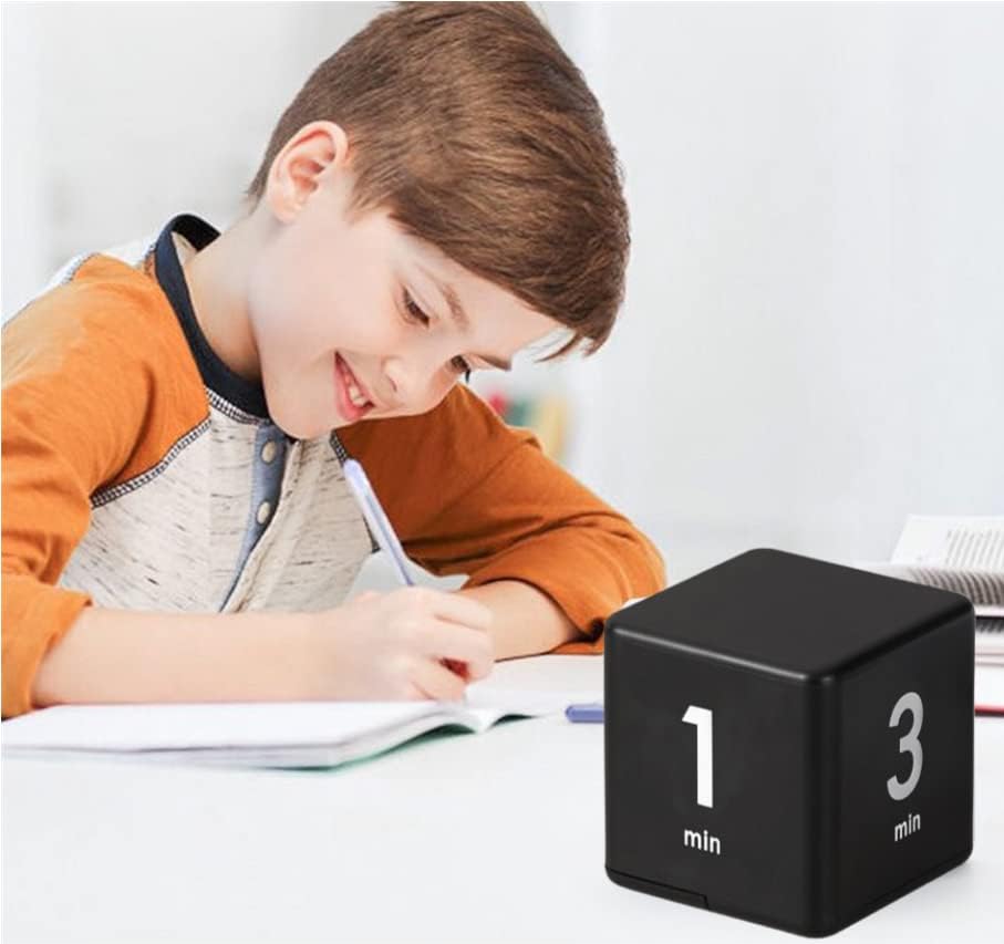 Feilifan Cube Timer, Productivity Cube Rotating Timer for Kitchen Studying Workout Classroom Kids ADHD 1-3-5-10 Minute Preset, White