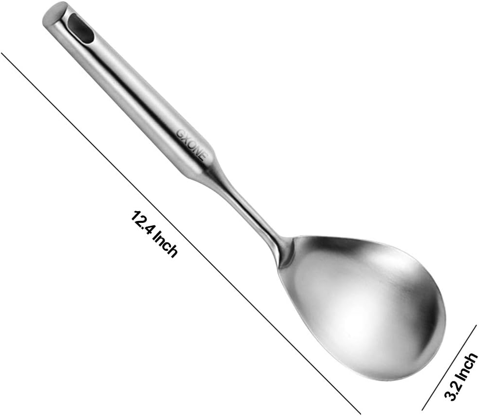 Slotted Spoon,304 Stainless Steel Skimmer Spoon with Heat Resistant Wooden Handle,Silver/15.8Inch