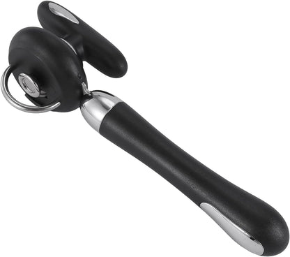 Can Opener Manual Tin Opener Stainless Steel Heavy Duty, Oversized Hand-held Easy Rotary Knob, Safe Cut Manual Can Opener with Non-Slip Handle, Smoother Cut Sharp Blade for Seniors Kitchen Tool, Black