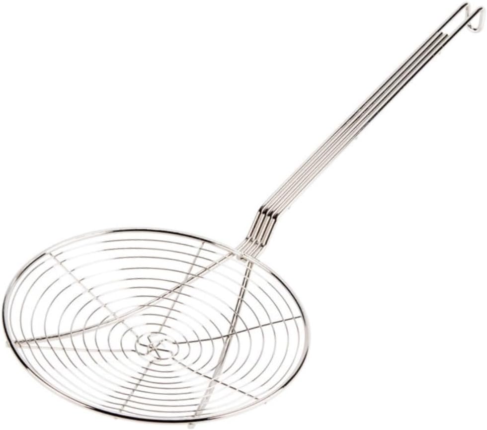Soro Essentials- 9” Stainless Steel Round Spiral Wire Skimmer Strainer- Cooking Spider Skimmer Wire Kitchen Utensils for Cooking Pasta Strainer Spoon Kitchen Frying and Draining