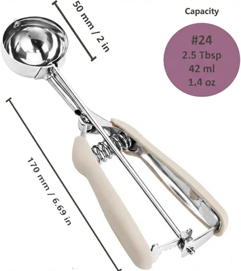 Ice Cream Scoop, 18/8 Stainless Steel Cookie Scoop, Cookie Scoops for Baking, 2 Tbsp/ 30 ml/ 1 oz Cookie Dough Scoop, Ice Cream Scooper with Trigger Release, Cookie Scooper for Baking