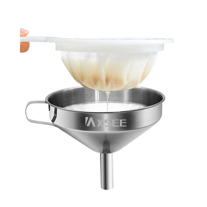 5-Inch Stainless Steel Funnel with Fine Mesh Strainer, 200 Mesh Cooking Oil Filter