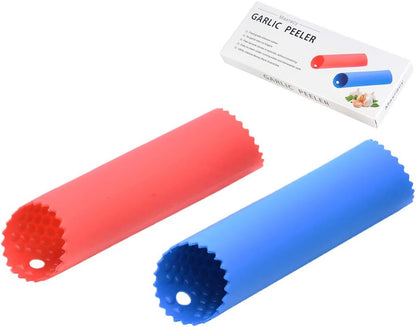 2 Set Silicone Garlic Peeler Easy Roller Tube Useful Garlic Odorfree Kitchen Tool (Black,Clear)