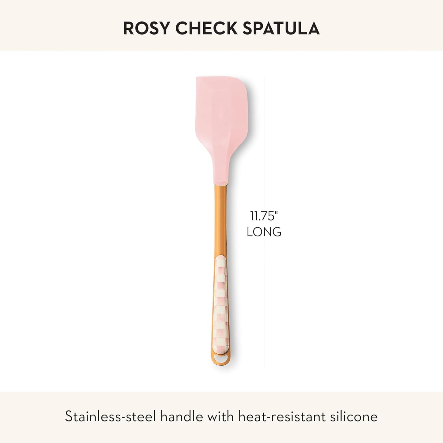 MACKENZIE-CHILDS Silicone Spatulas with Wooden Handles, Silicone Kitchen Spatula Set, 9 Inches and 12.75 Inches, Set of 2, Green-and-White Emerald Check