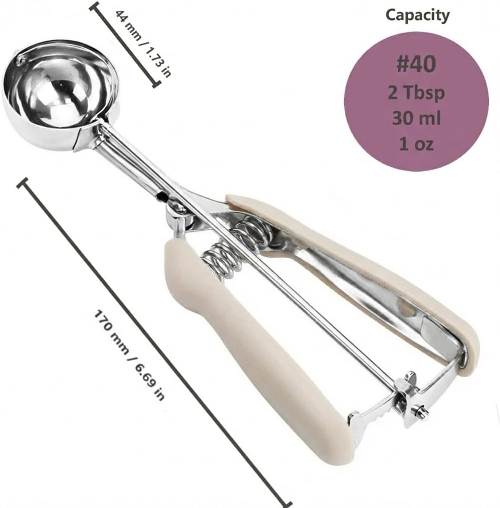 Ice Cream Scoop, 18/8 Stainless Steel Cookie Scoop, Cookie Scoops for Baking, 2 Tbsp/ 30 ml/ 1 oz Cookie Dough Scoop, Ice Cream Scooper with Trigger Release, Cookie Scooper for Baking