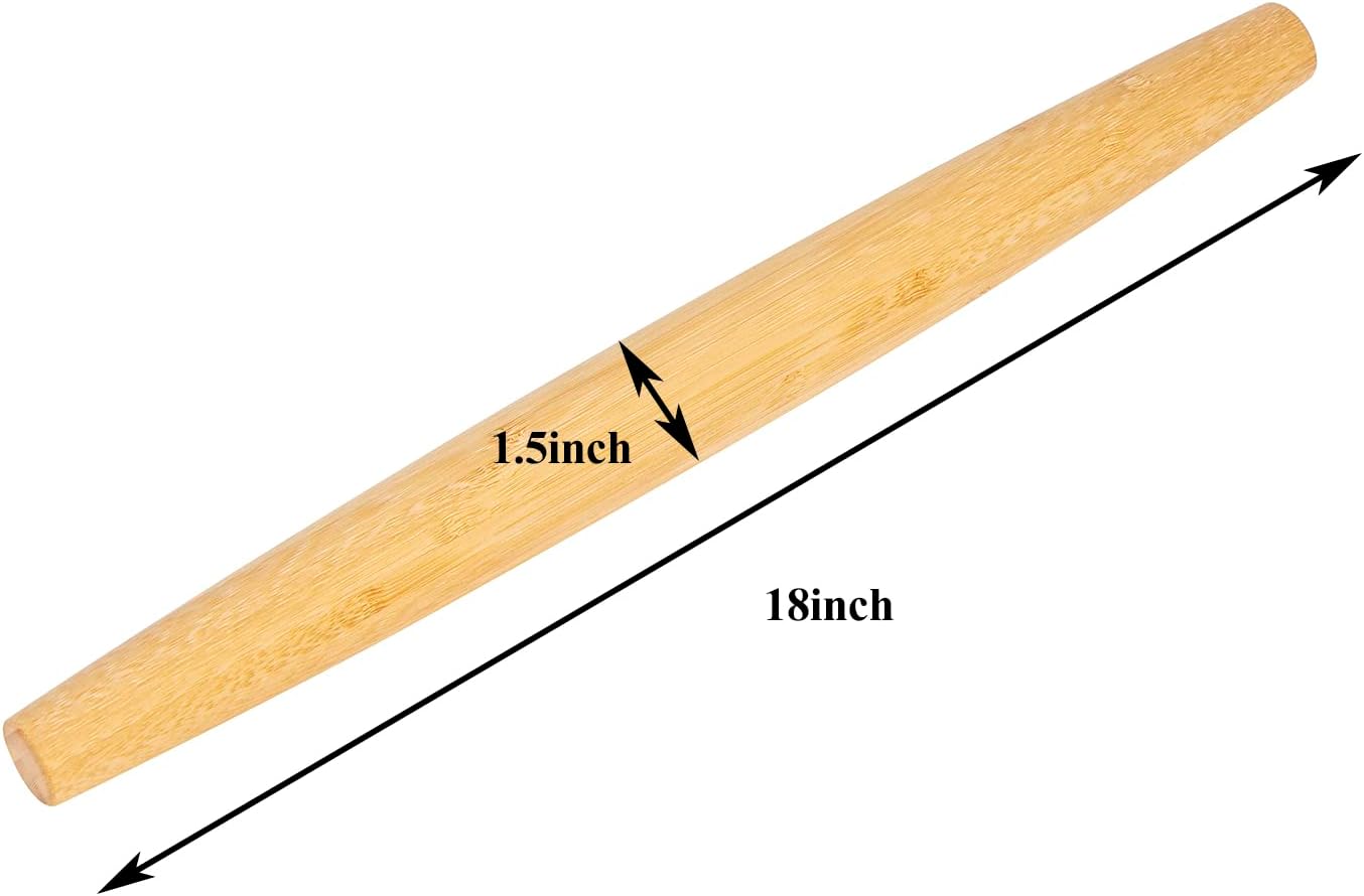 Classic French Rolling Pins Bamboo Wooden Rolling Pin for Baking Pizza Dough Pie Cookie, 13-Inch