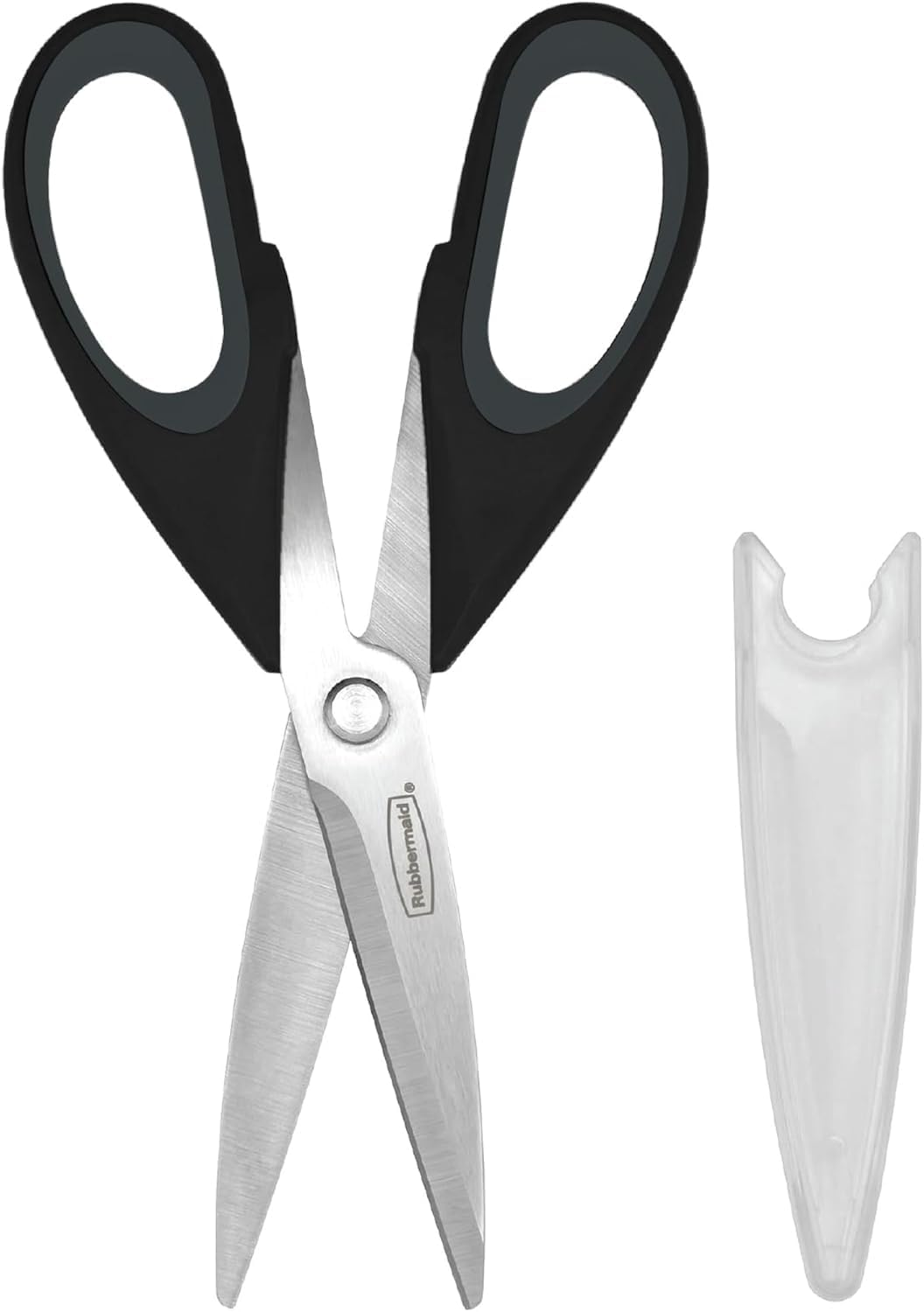 Rubbermaid Kitchen Scissors All Purpose Heavy Duty, Stainless Steel Kitchen Shears with Protective Sheath, Dishwasher Safe Kitchen Scissors for Food, Meat, Poultry & Herbs, Comfort Grip, Charchoal
