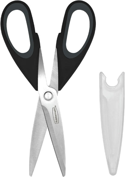 Rubbermaid Kitchen Scissors All Purpose Heavy Duty, Stainless Steel Kitchen Shears with Protective Sheath, Dishwasher Safe Kitchen Scissors for Food, Meat, Poultry & Herbs, Comfort Grip, Charchoal
