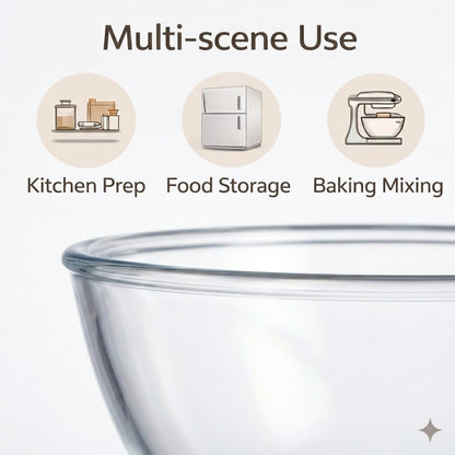 4.9 Quart Large Glass Mixing Bowl with Lid, Clear Glass Bowl for Bread Dough Mixing, Bread Making, Salad Serving, Food Prep & Storage