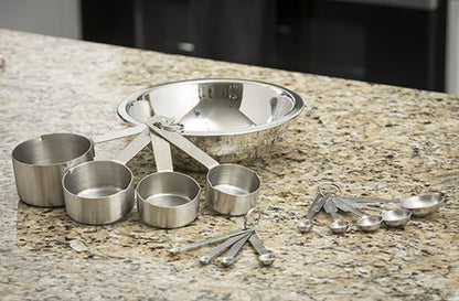 TableCraft Bakers Dozen Measuring Set Includes Measuring Spoons, Measuring Cups and Spice Spoons Silver