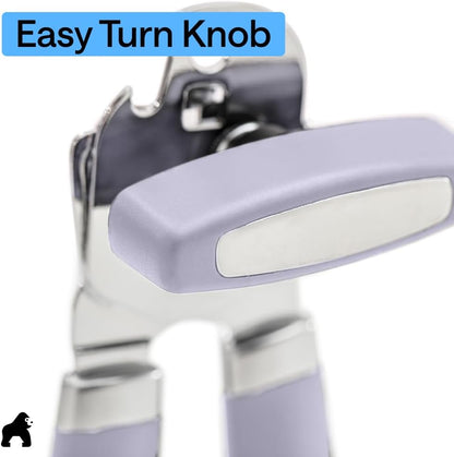 GORILLA GRIP Heavy Duty Stainless Steel Smooth Edge Manual Can Opener and Bottle Openers, US Designed, Soft Comfortable Handle, Oversized Handheld Turn Knob, Multifunctional Kitchen Tool, Black