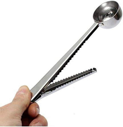 3 PCS Coffee Scoop with Clip 2 in 1 Stainless Steel 1 tbsp Ground Measuring Spoon with Bag Clip for Coffee Tea