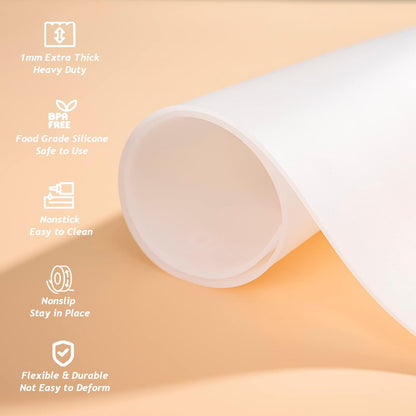 Extra Large Silicone Mat 36" x 24" Place Mats, Heat Resistant Mat for Kitchen Countertop Protector, Thick Placemats Washable Silicone Mats for Kitchen Counter Mat Dining Table Mat, Grey, Sapid