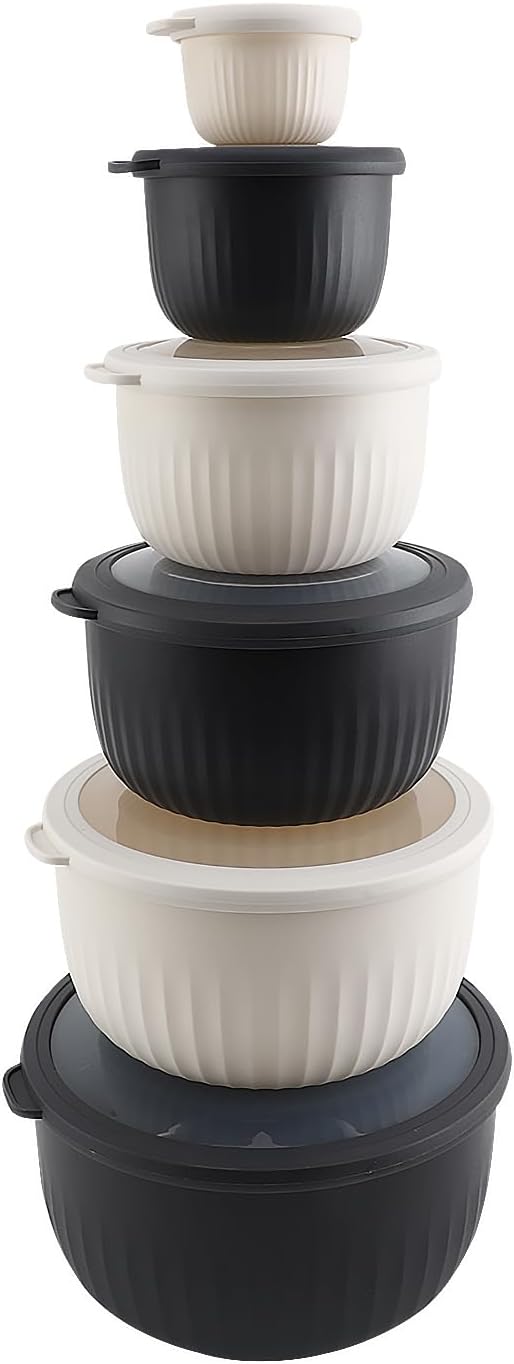 COOK WITH COLOR Prep Bowls with Lids- Wide and Deep Nesting Plastic Small Mixing Bowl Set with Lids, 8 Piece Set - Wide Bowls, Blue