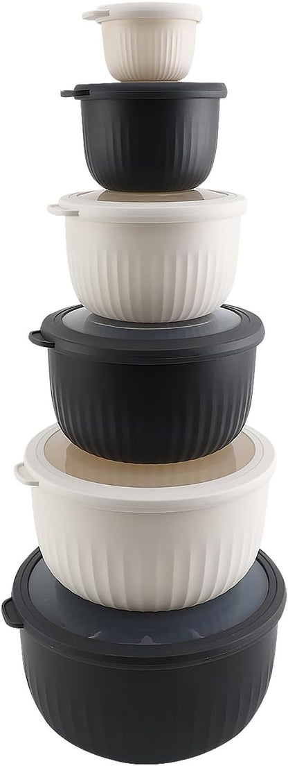 COOK WITH COLOR Prep Bowls with Lids- Wide and Deep Nesting Plastic Small Mixing Bowl Set with Lids, 8 Piece Set - Wide Bowls, Blue