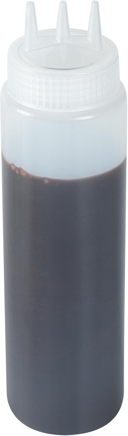 Restaurantware Plastic Squeeze Bottle 20 oz Refillable Condiment Bottle Large Valve Dishwashable Yellow Inverted Sauce Dispenser For Thick Condiments, Dressings, Batter, Sour Cream, And Syrups
