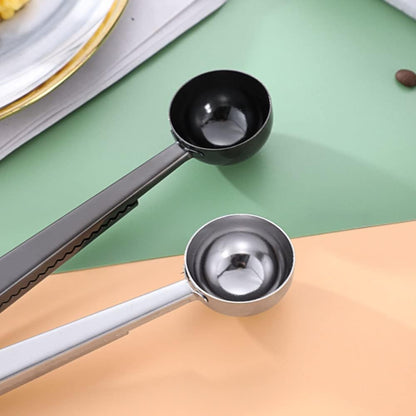 Coffee Scoop Clip Stainless Steel Tablespoon Coffee Spoon With long handle Multifunction Sealing Bag Clip For Tea, Coffee, Protein Powder, Instant Drinks, Kitchen Tools