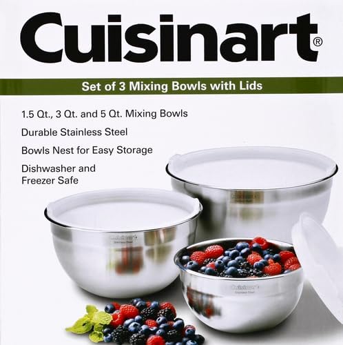 Cuisinart Mixing Bowl Set, Stainless Steel, 3-Piece, CTG-00-SMB