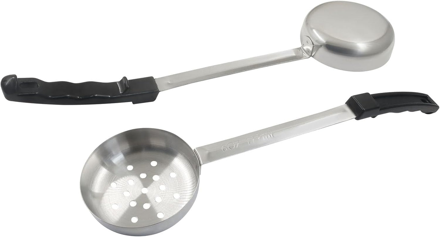 Hordion 4 Pcs Portion Control Serving Spoons Ladle Scoops, Food Measuring Ladle Utensils Proportion Manage Slotted and Unslotted Scoops for Weight Loss(Blue, 8oz)