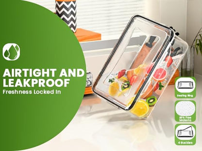 RockBerry 50 Pcs Large Food Storage Containers with Lids Airtight-85 OZ to small Containers-Total 526OZ Stackable Kitchen Set -BPA Free Leak proof containers- Freezer Microwave safe