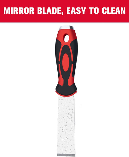 ROTATION Extra Thick Scraper Set, 4 piece, Soft Grip, Heavy Duty, Scraper with Hammer End, Stainless Steel Putty Knife