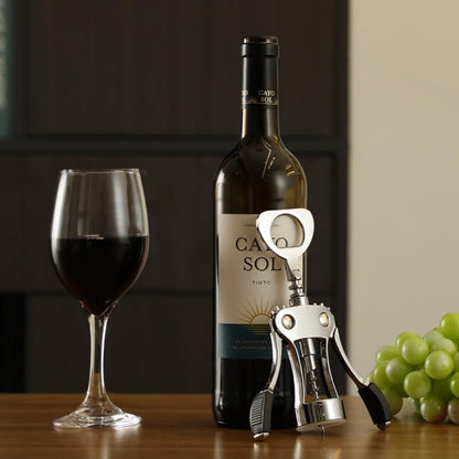 Wing Corkscrew Wine Opener, Zinc Alloy Heavy-Duty Cork Extractor, Multi-Functional Bottle Opener for Wine Enthusiasts, Kitchen, Bar & Home Use