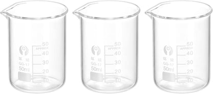 PATIKIL 3Pcs 10ml Low Form Glass Beaker, 3.3 Borosilicate Glass Graduated Printed Scale Measuring Cups with Spout for Kitchen Lab Liquids