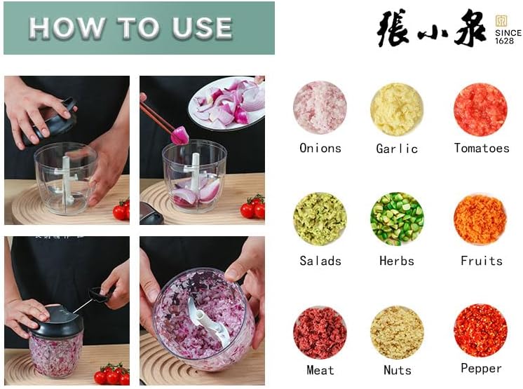 Manual Vegetable Chopper Hand String Garlic Mincer Onion Cutter Manual Food Processor for Ginger, Chili, Fruit, Meat, Nuts Food Chopper 550ml