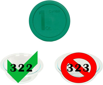 Pyrex 322-PC 1qt Green MIXING BOWL Food Storage Lid Covers - 2 Pack