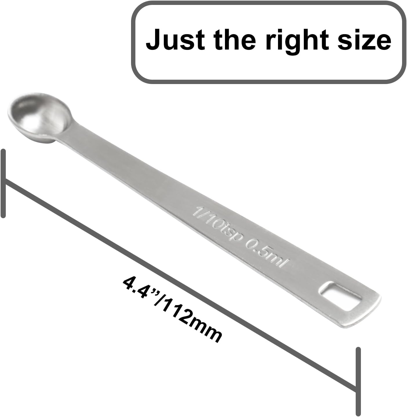 2PCS 1/8 Teaspoon(1/8tsp, 0.625 ml, Dash) Single Tiny Measuring Spoon, Small Individual Stainless Steel Measure Spoons Only
