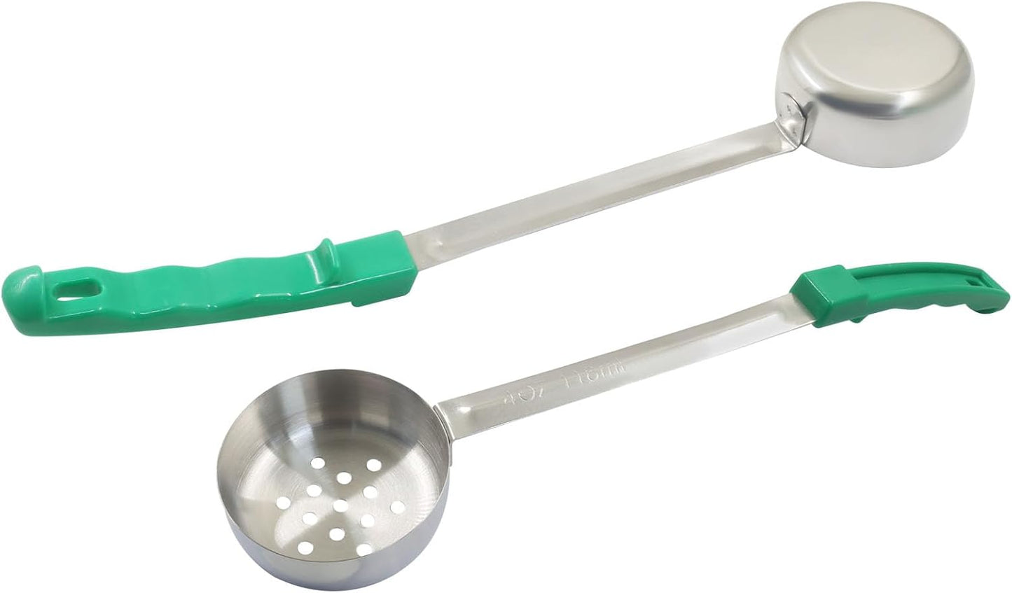 Hordion 4 Pcs Portion Control Serving Spoons Ladle Scoops, Food Measuring Ladle Utensils Proportion Manage Slotted and Unslotted Scoops for Weight Loss(Blue, 8oz)