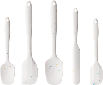 Silicone Spatula Set, 5 Piece Food Grade Rubber Spatulas for Baking, Cooking, and Mixing High Heat Resistant Non Stick Dishwasher Safe BPA-Free (Multicolor)