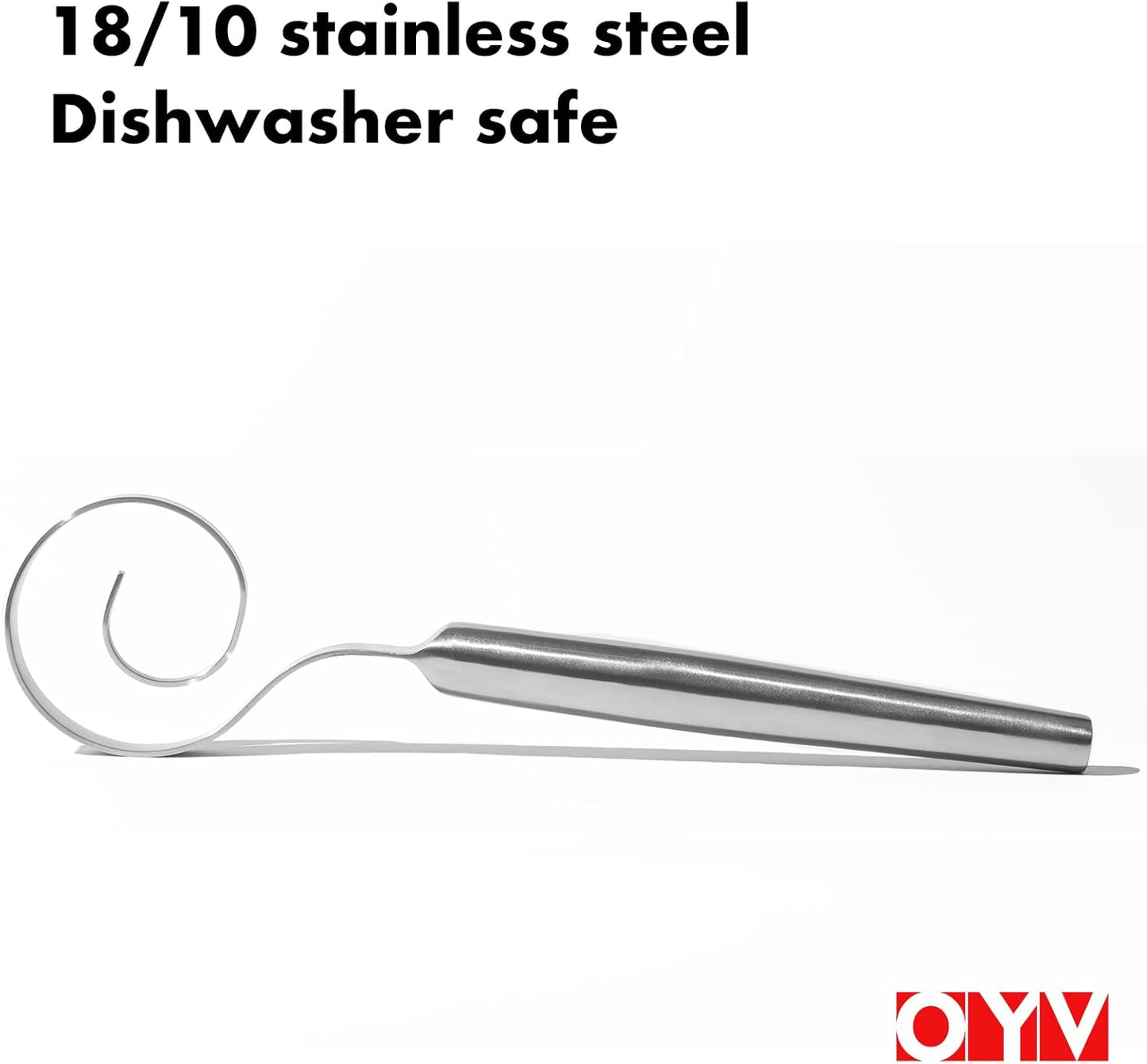 OYV Seamless Dough Whisk, 18/10 Stainless Steel Danish Dough Wisk, 9" Bread Whisk for Sourdough, Cookies, Pizza, Pastry, Dishwasher Safe Dough Hook