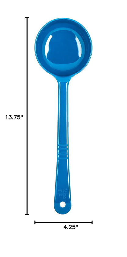 Carlisle FoodService Products 399214 Solid Long Handle Portion Control Spoon, 8 oz, Blue