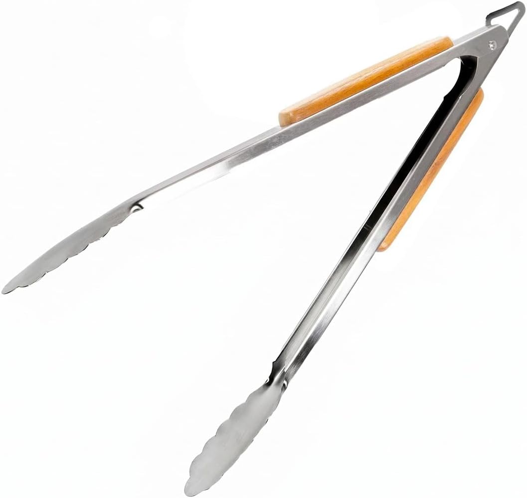 BBQ-AID Pro BBQ Tongs for Grill - 17" Professional Grade Barbecue Tongs for Cooking- Solid & Sturdy - Built with 304 Grade Stainless Steel and Acacia Wood - Heavy Duty Built to Last Kitchen essential.