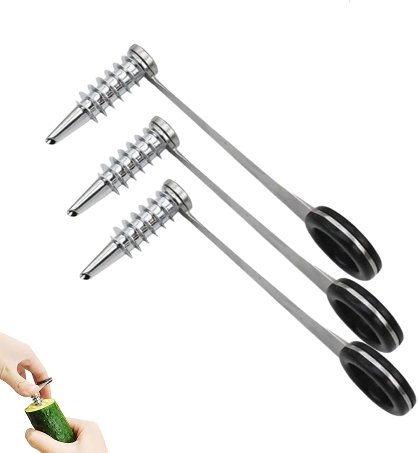 Stainless Steel Spiral Cutter for Vegetables Potato Cucumber Spiral Slicer Manual Vegetable Spiralizer Kitchen Tool (4pcs)