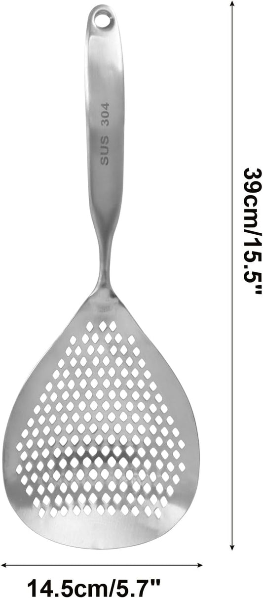 Jiozermi 2 Pcs Stainless Steel Skimmer Slotted Spoon, Pasta Spider Strainer Ladle for Frying and Cooking, Durable 304 Stainless Steel Frying Strainer Spoon for Noodles, Pasta, and Vegetables