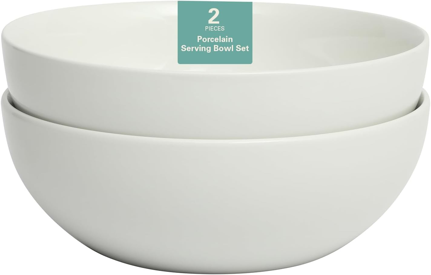 Gibson Home Extra Large Serving Bowls Set of 2-100 oz 10-Inch White Porcelain Salad Bowl Set, Stackable Ceramic Kitchen Bowls, Dishwasher & Microwave Safe