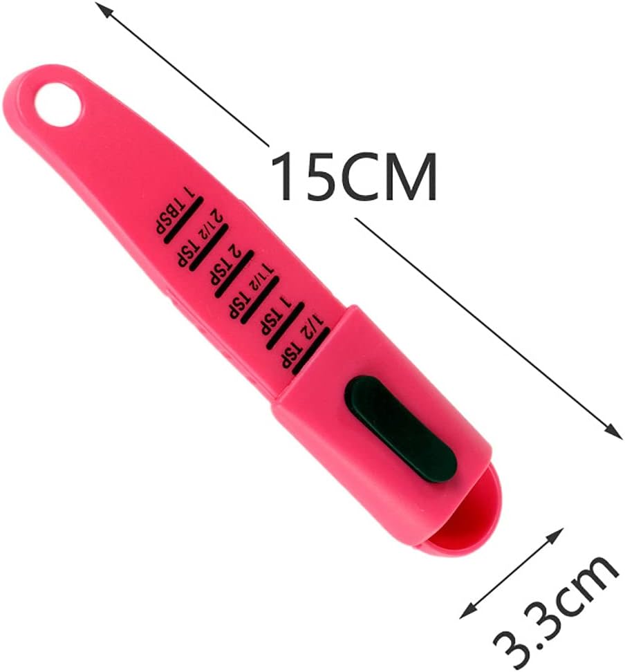 2 PCS Adjustable Measuring Spoon Set,Adjustable from 1/2 Teaspoon to 1， Measuring Dry/Liquid Ingredients,Metering Spoon for Baking,Cooking,Powder (RED)