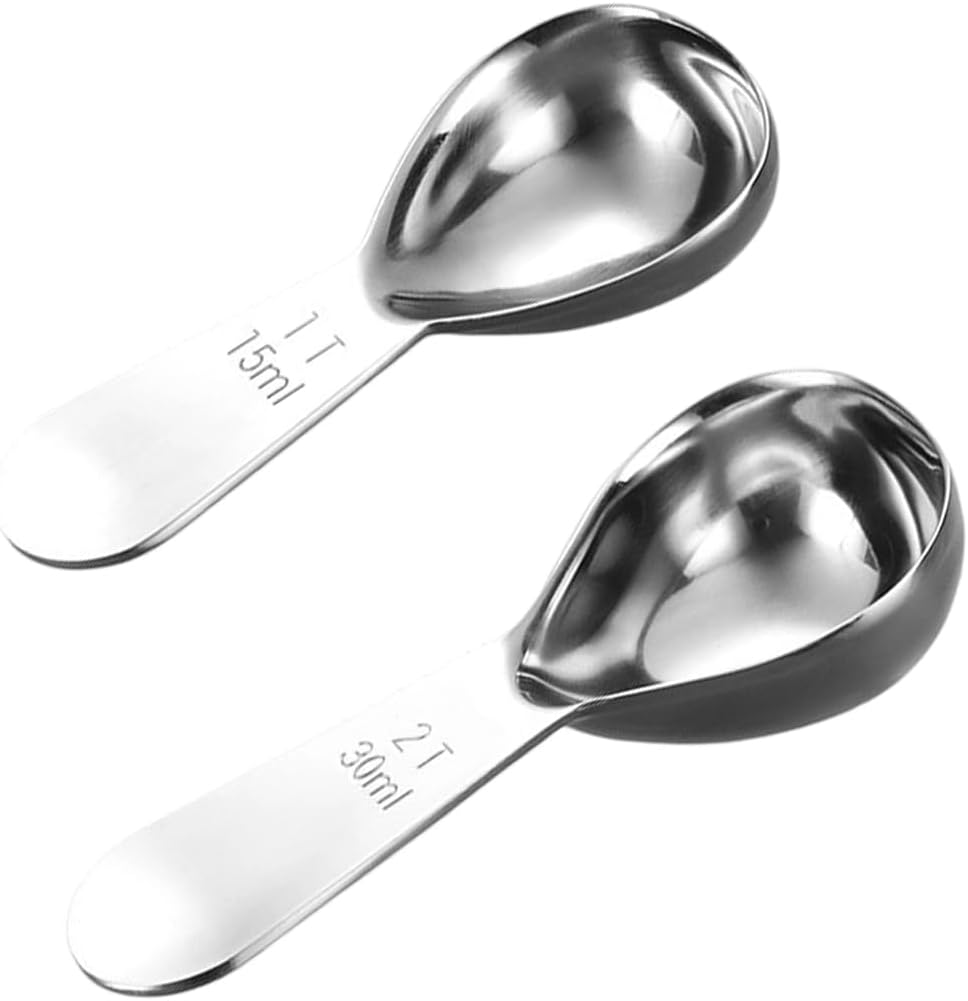 2Pcs Stainless Steel Coffee Scoop,1TBSP&2TBSP(15ML&30ML) Tablespoon Measuring spoon,Black