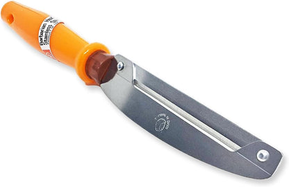 WitnyStore Kitchen Tool 8½" Long Orange Plastic Handle Stainless Steel Peeler - Thai Cooking Utensils Multipurpose Portable Hand-Held Cookery Equipments for Preparing Food Fruit Vegetable