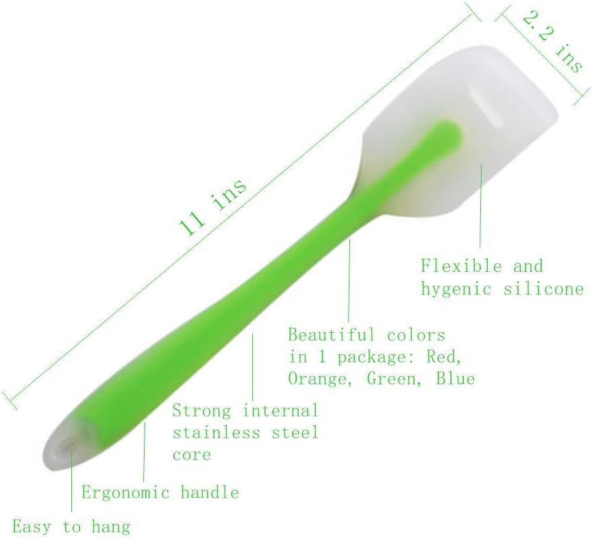HiramWare Silicone Spatula Set of 4 - Heat Resistant Flexible Spatula 450F with Stainless Steel Core - Food Grade Premium Good Grip Kitchen Utensils - Seamless, Heavy Duty, BPA Free, Dishwasher Safe