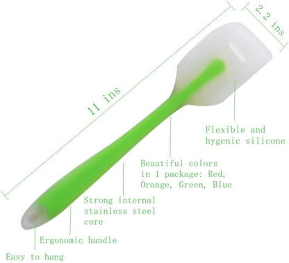 HiramWare Silicone Spatula Set of 4 - Heat Resistant Flexible Spatula 450F with Stainless Steel Core - Food Grade Premium Good Grip Kitchen Utensils - Seamless, Heavy Duty, BPA Free, Dishwasher Safe