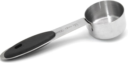 1/4 Cup Measuring Cup, 60 ML Stainless Steel Coffee Measuring Scoops, Single Metal Coffee Scoop with Black Silicone Handle