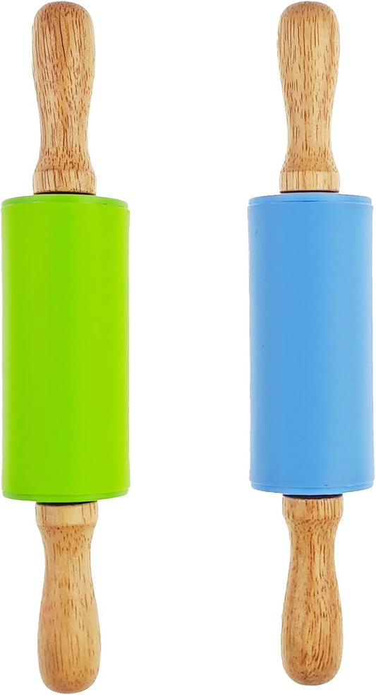 2 Pack Small Rolling Pin for Kids, Kids Rolling Pin for Home Kitchen (9 Inch)