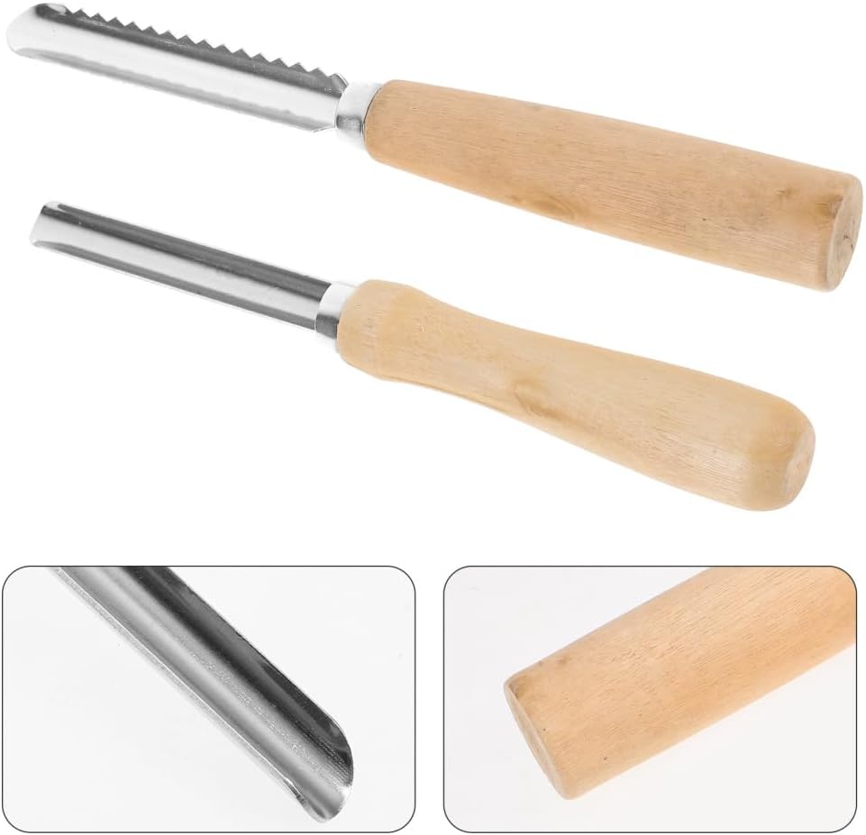 2pcs Fruit Core Remover Set with Serrated and Smooth Corers for Cherry Peach Pear Pit Removal Multifunctional Kitchen Tool Portable 8.26 Inch
