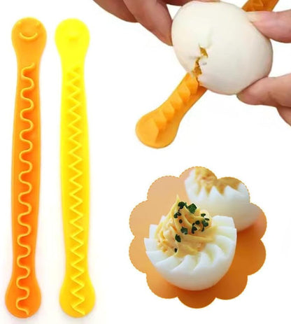 2Pcs Egg Cutter Set Lace Fruit Slicer Carving Lace Cutting Wire Egg Cutter Fancy Cooked Eggs Cutter Household Boiled Eggs Egg Slicers Mandolines and Slicers Cut Egg Decorator