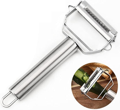 Ultra Sharp Vegetable Peeler，Stainless Steel 2 in 1 Julienne Vegetable Peeler Perfect for Carrot Potato Cucumber Gadget Vegetable Fruit (Silver)