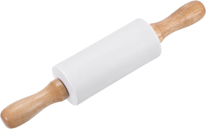 HARFINGTON Silicone Rolling Pins for Baking 12.2 Inch Non-Stick Silicone Surface Wooden Handle Rolling Pin Small Roller Playdough Rolling Pins for Fondant Kitchen Dough Pizza, Green